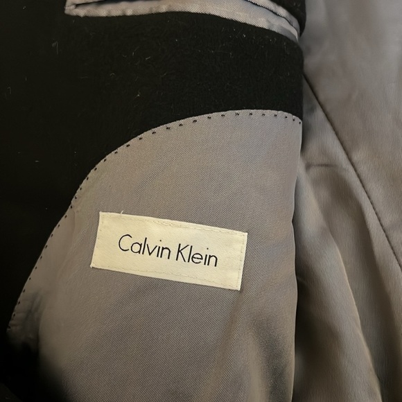 Calvin Klein Men's Wool-Blend Black Overcoat Size 44R - Picture 6 of 13